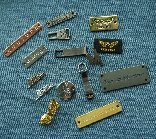 custom metal logo plate, zipper puller head, metal button, lapel pin, buckle, etc