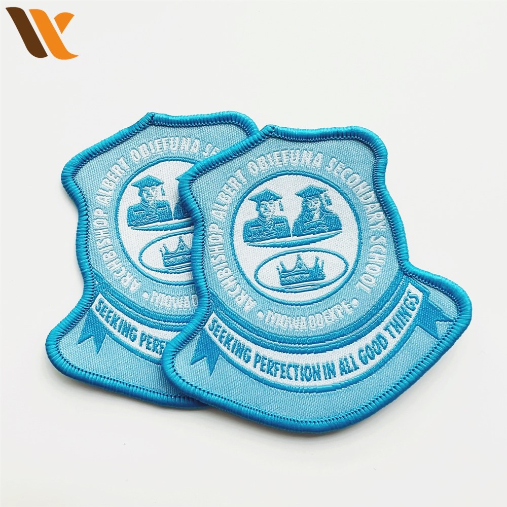 Custom Sky Blue Varsity Woven Patches 4