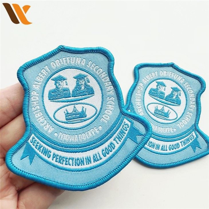 Custom Sky Blue Varsity Woven Patches 2
