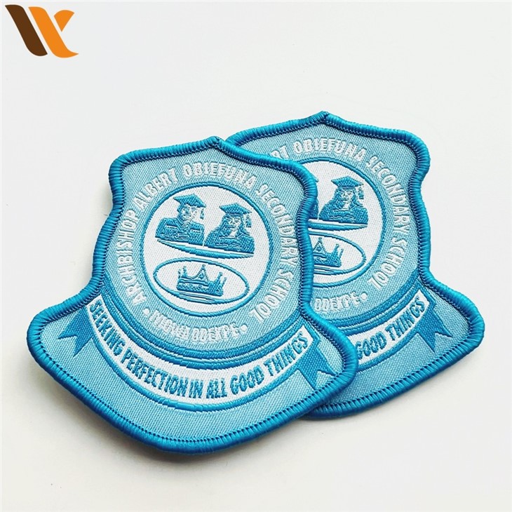 Custom Sky Blue Varsity Woven Patches